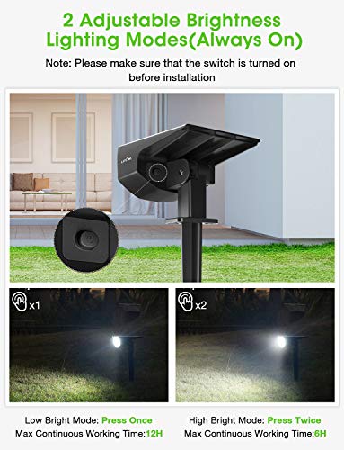 LITOM 12 LEDs Solar Landscape Spotlights, IP67 Waterproof Solar Powered Wall Lights 2-in-1 Wireless Outdoor Solar Landscaping Lights for Yard Garden Driveway Porch Walkway Pool Patio 4 Pack Cold White