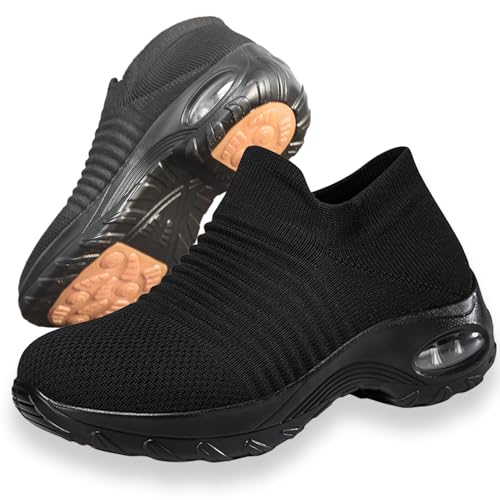 Image of Non Slip Work Shoes Women, Slip On Sneakers Women,Work Shoes Walking Gym Nurse Mesh Casual Fashion Sneakers Comfort Breathable Lightweight