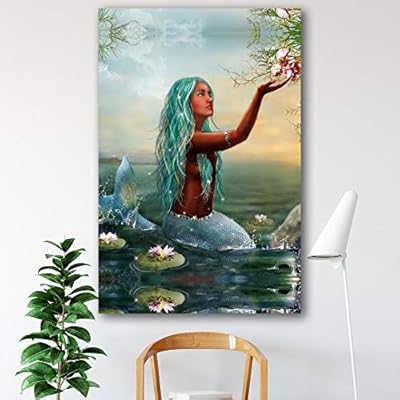 SIGNWIN - Canvas Wall Art - Elegant Mermaid - Canvas Prints Home Artwork Decoration for Living Room,Bedroom - 16x24… 511CW+okGTL. SS400