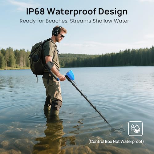 Image of Metal Detector for Adults & Kids, Consciot Metal Detector Kit Waterproof IP68, Outdoor Gold Detector with 8'' Search Coil, LCD Display, Metal & Disc Mode, Beach & Backyard Use, Gift for Boys & Girls