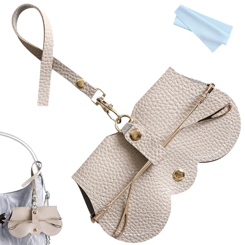 XPLINFUT Fashionable Soft Leather Sunglasses Case - Portable & Protective Eyewear Pouch with Clip, Sunglass Bag for Women & Men, Cute Eyeglass Organizer with Space-saving Design,Light Gray