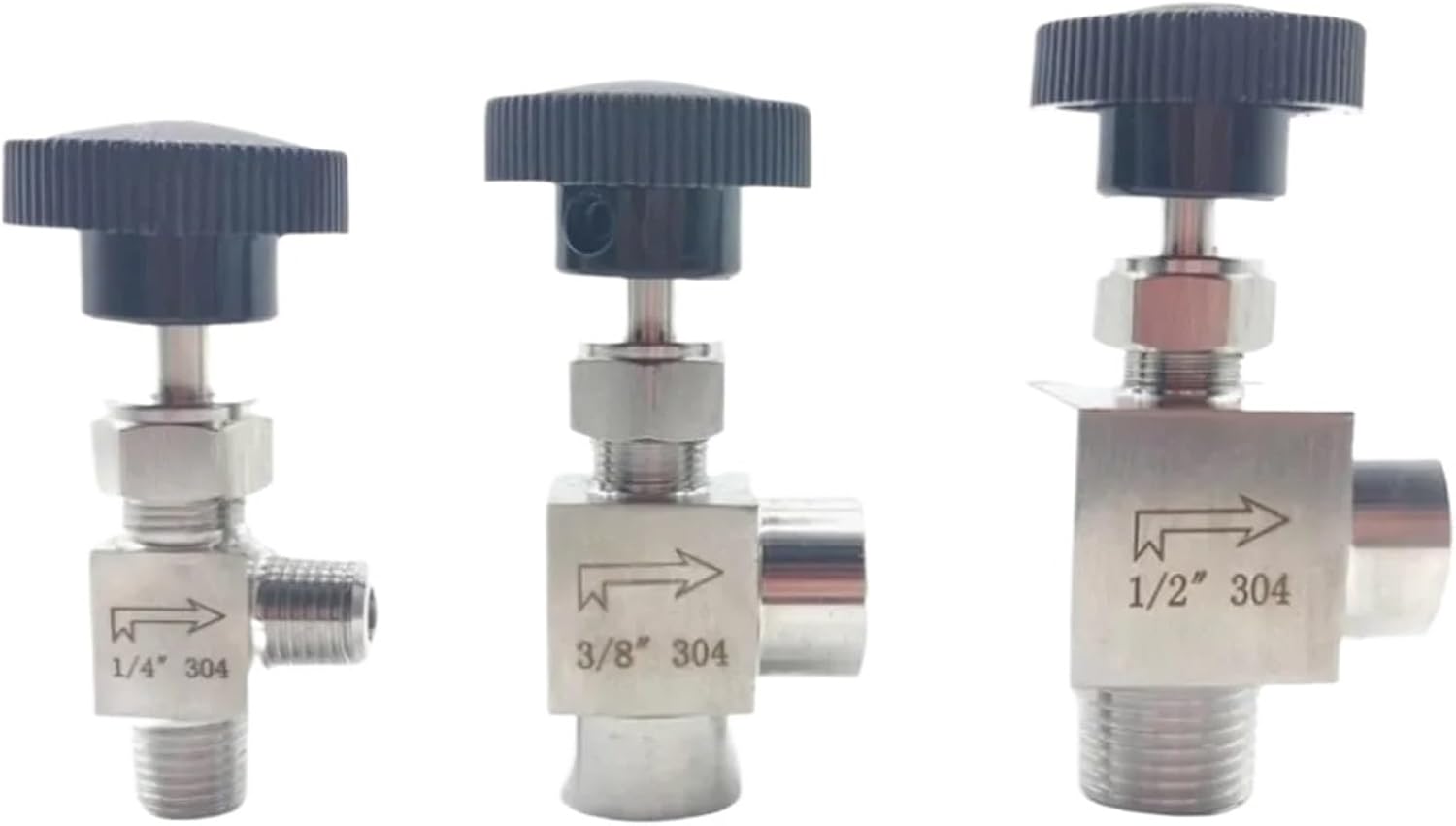 1pcs 1/8" 1/4" 3/8" 1/2" BSPT NPT Female Male Elbow Needle Valve Crane 304 316 Stainless Steel Flow Control Water Gas Oil Propane(1/8",NPT_STRAIGHT_MALE TO MALE SS304)