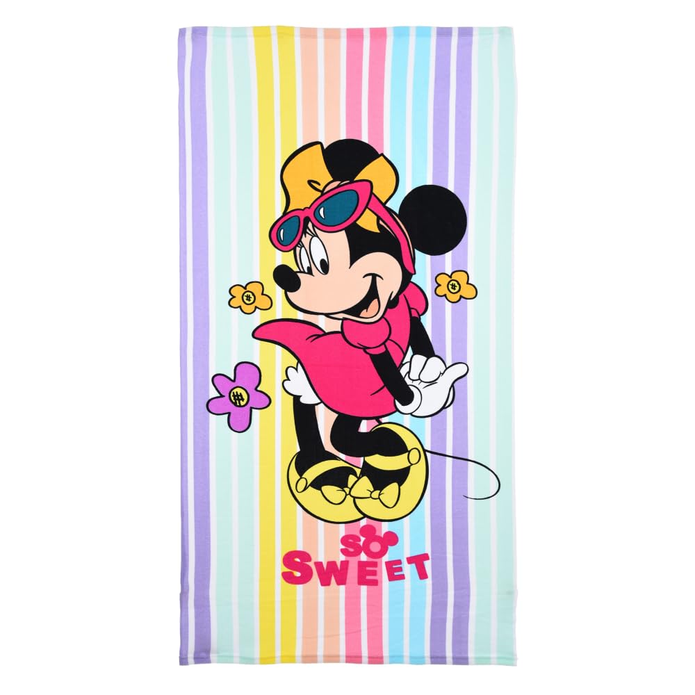 CARTOON Disney Minnie Mouse Polyester Microfibre Beach Towel for Kids 240gsm Size 70 x 140cm Beach Pool