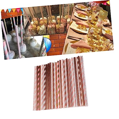 Pitillos biodegradables de papel color oro rosa 150 pcs miniatura 2