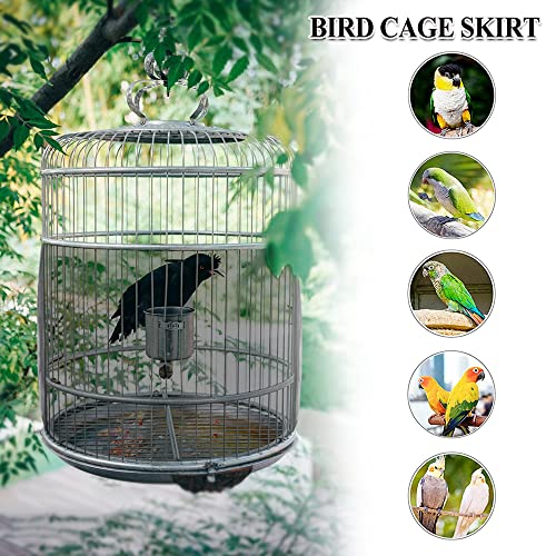 Image of ASOCEA Bird Cage Seed Catcher,Universal Bird Cage Cover Skirt,Adjustable Parakeet Cage Nylon Mesh Netting for Round Square Cages Prevent Scatter and Mess- Black 78.7Inch (Not Include Birdcage)