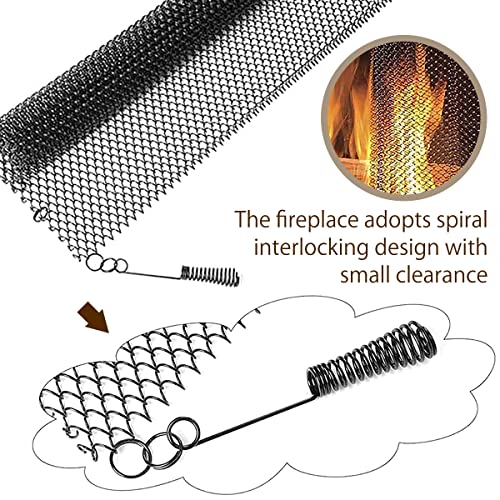 2 Packs Fireplace Mesh Screen Curtain, Scroll Design Spark Guard Chain With 2 Pulls, Sturdy Spark Guard Mesh Gate Metal Fire Screen Single Panel 24×18/24×20/24×22Inch For Home Fireplace (24×18In) #TOP4
