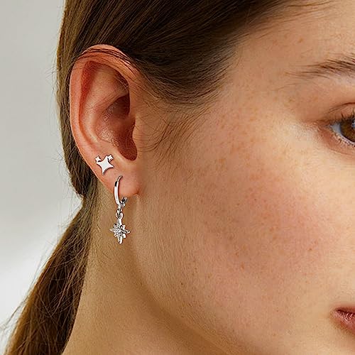 Drperfect 11 Pairs Star And Moon Earrings For Women Sun And Moon Celestial Earrings Hypoallergetic Y2k Starburst Crescent Space Huggie Hoop Stud Dangle Earring Set Gold Silver4