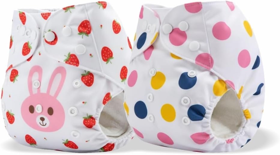 Reusable Cloth Diapers for Babies | 3 Months–3 Years | 5 Washable Diapers with 5 Absorbent Insert Pads | Adjustable, Leakage Proof cloth diapers for babies | Reduces Rash