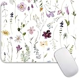 Square Mouse Pads, Beautiful Flowers Plants Pattern Premium Texture Cloth Mouse Mat, Washable Non Slip Rubber Base Computer Desk Pad for Home Office Gaming (Flower)