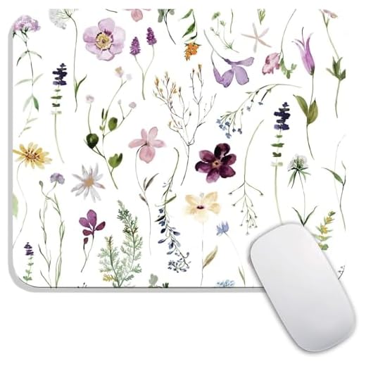 Square Mouse Pads, Beautiful Flowers Plants Pattern Premium Texture Cloth Mouse Mat, Washable Non Slip Rubber Base Computer Desk Pad for Home Office Gaming (Flower)