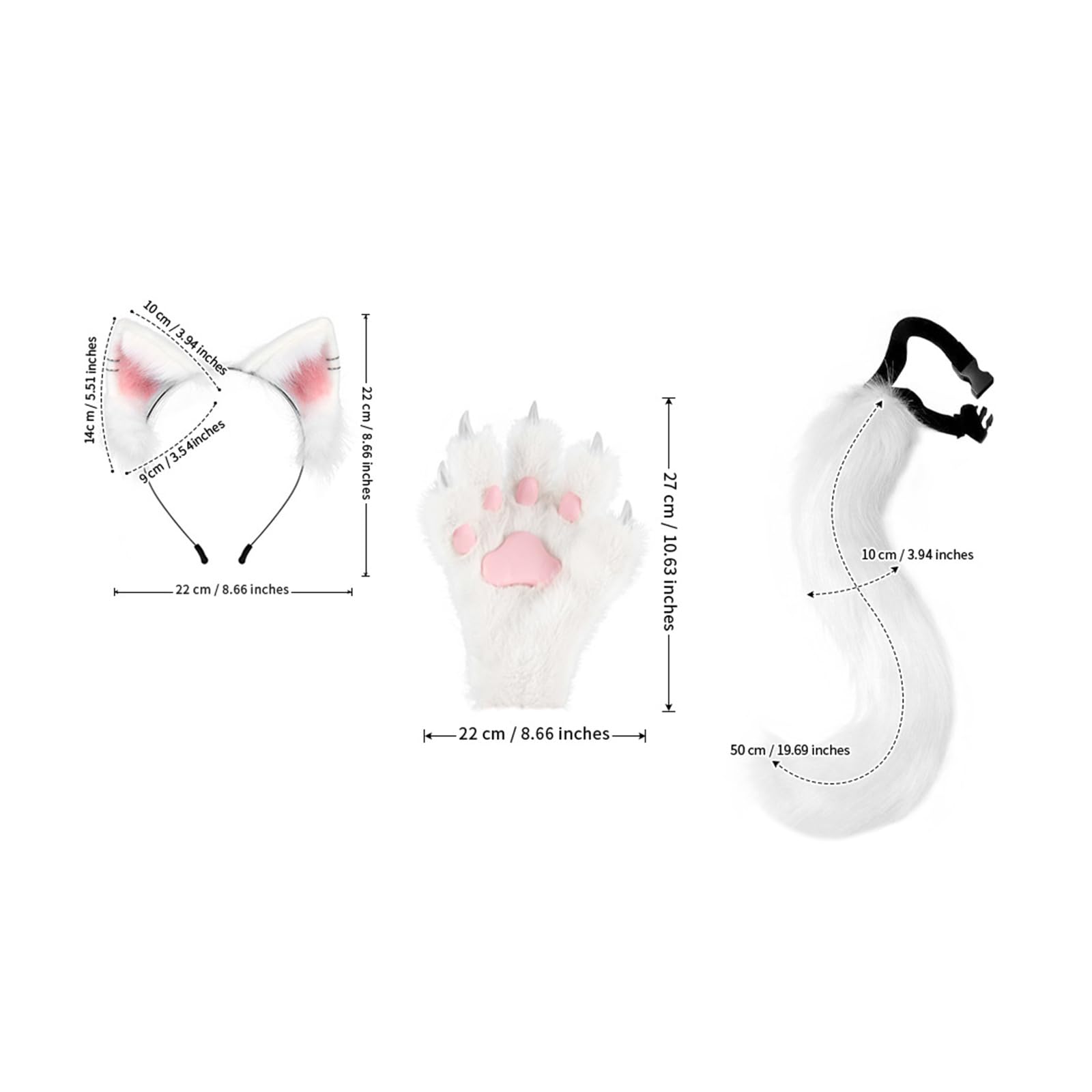 Conjunto de diadema con orejas de peludo y guantes de patas realistas, accesorio para cabello para disfraz de Cosplay, fiesta de Halloween, conjunto de disfraz de peludo