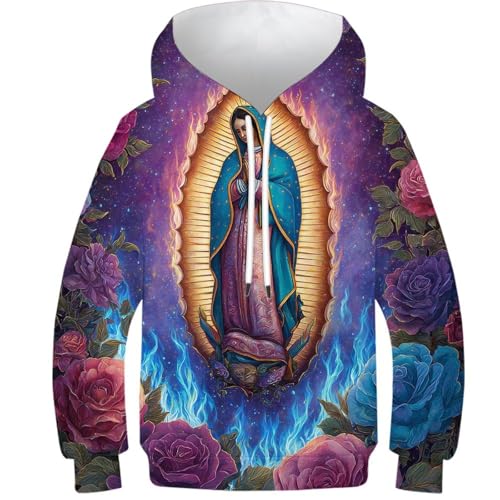 Sweat à capuche imprimé 3D Vierge cadeau original ado 12-14 ans manches longues
