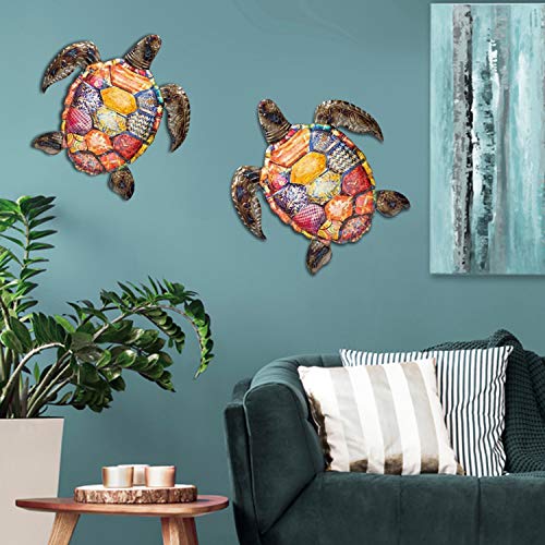 Metal Wall Art Sea Turtle Indoor Outdoor Tropical Wall Sculpture Decor Metal Beach Turtle Art (11 In X 11 In) #TOP5