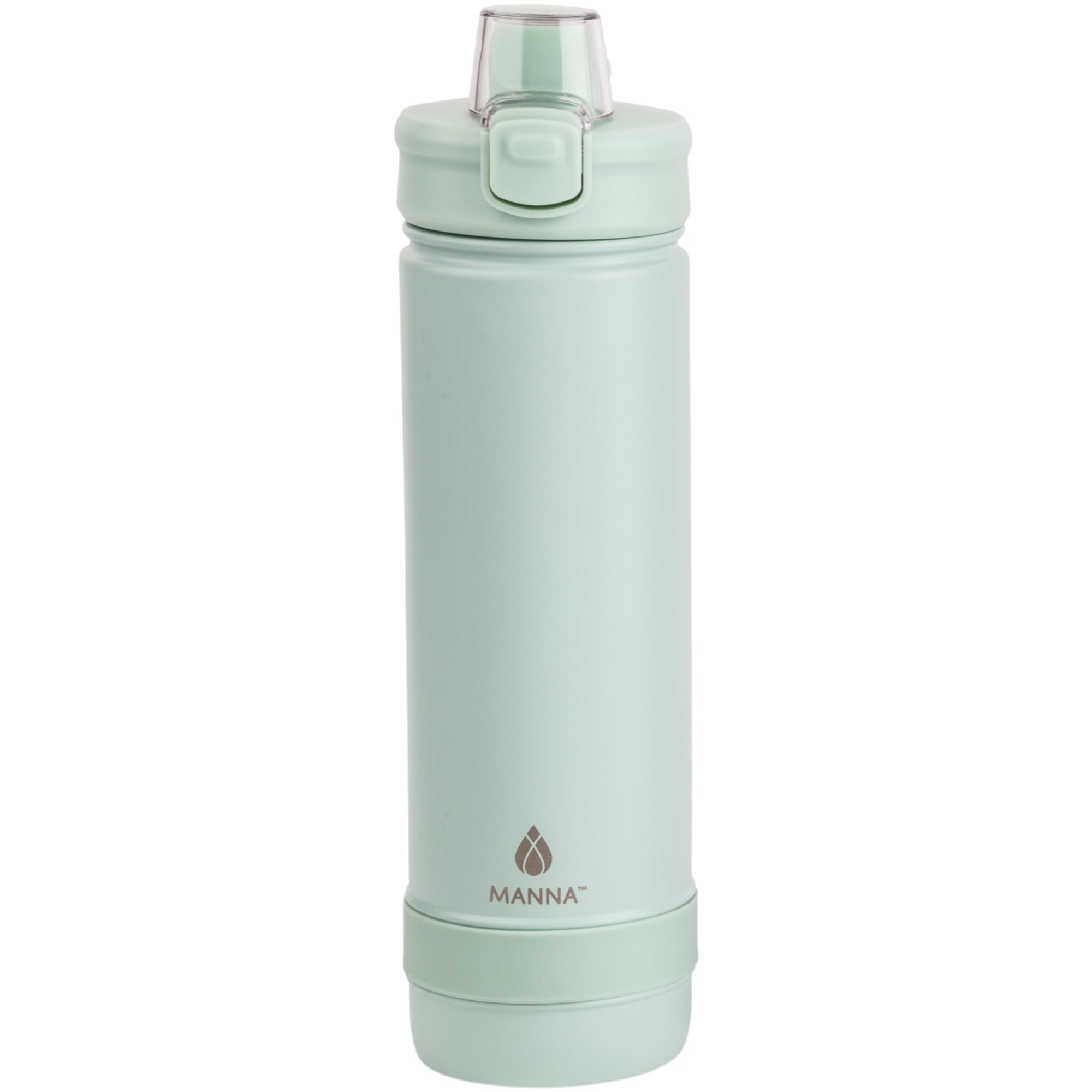 Manna Push Stainless Steel Bottle with Push-Open Locking Lid and Sipping Spout - 26 Oz - Mint Breeze