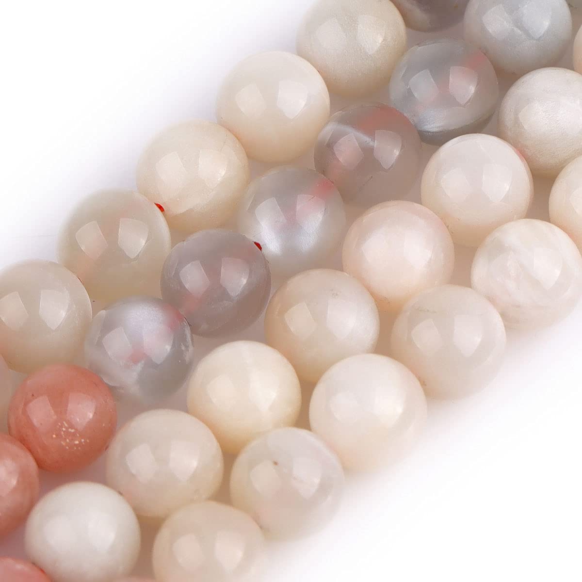 GEM-Inside Natural 8mm Moonstone Round Gemstone Semi Precious Loose Beads for Jewellery Making 15'' โ image 1