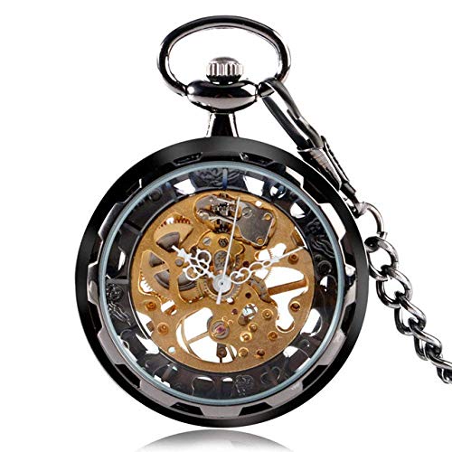 Reloj de bolsillo vintage Suuim para hombre con cadena, reloj de bolsillo de cuarzo, reloj de bolsillo vintage con cadena de bolsillo, diseño de cara abierta, reloj de bolsillo mecánico, exquisit