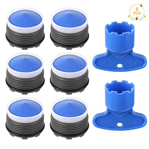Mousseur Robinet, 8Pcs Filtre Robinet avec Aérateurs Intégrés, Économiseur d'Eau pour Robinet avec Outil de Clé Filtre d'Insertion Aérateur de Restricteur pour Cuisine Salle de Bain Cover