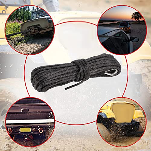 Wakects Seilwindenseil, Synthetik, 6 mm x 15 m, Seilwinde, Synthetik, Seilwinde, aus robustem Nylon, für Autos, Geländewagen und Mini-Lkw