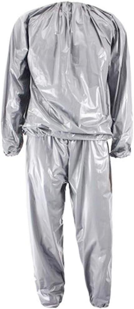 GOLD XIONG PADISHAH Heavy Duty Fitness Weight Loss Sweat Sauna Suit Exercise Gym Anti-Rip(Silver,XXXL): Home & Kitchen