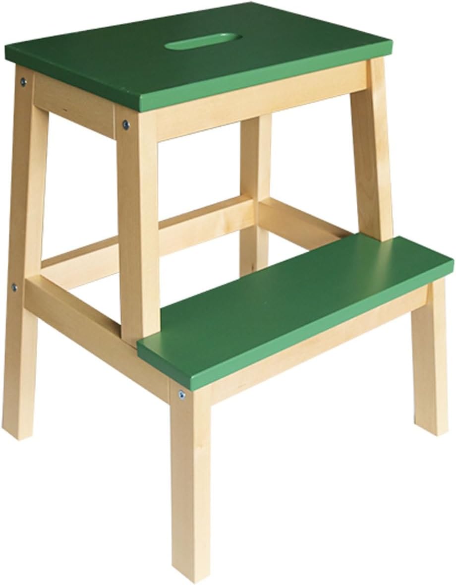 Step Ladder Solid Wood Staircase Stool Indoor Climbing Ladder Double-Layer High and Low Staircase Shoe Changing Bench for Household Use stepstool(Wood+White)