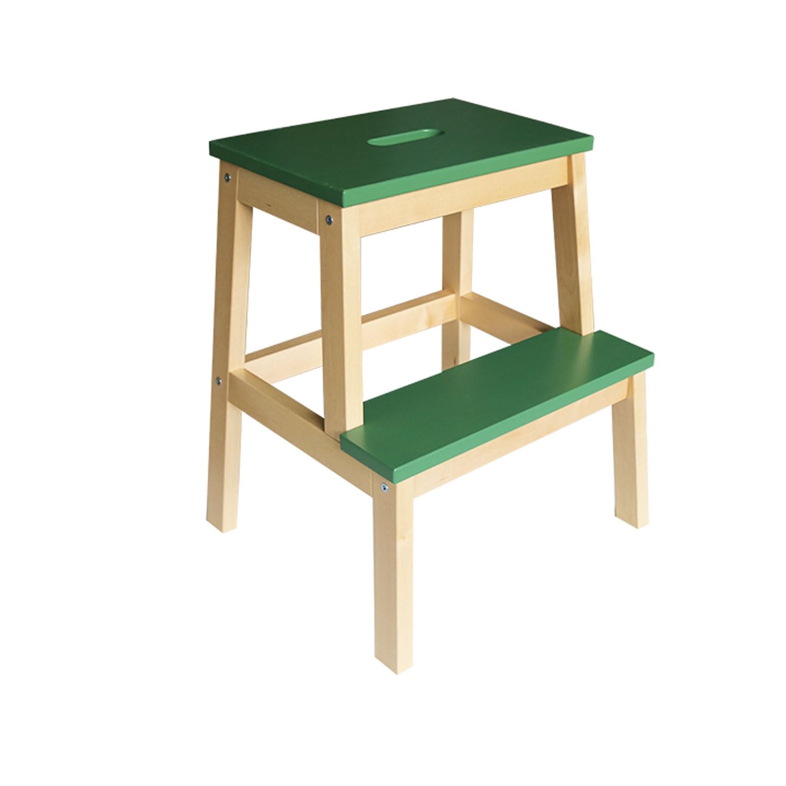 Escalera de madera maciza para interiores con taburete doble doméstico y doble capa