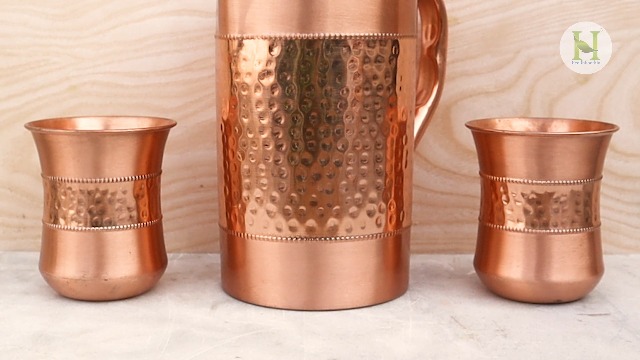 2activelife - Carafe à Eau En Cuivre Pur Avec 2 Gobelets En Ayurvédiques Ayurvédique