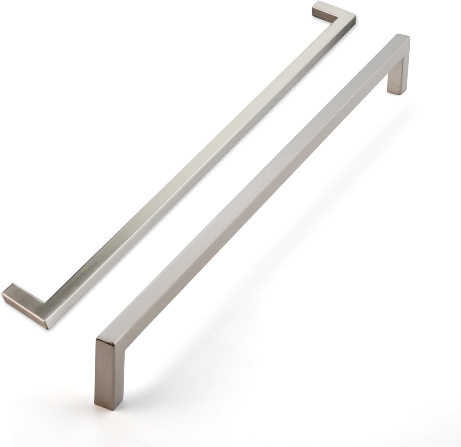 Solid 10 Pack Brushed Nickel Drawer Pulls,12-3/5 Inch Satin Nickel Long Cabinet Pulls Square Cupboard Handles,Modern Kitchen Cabinet Hardware