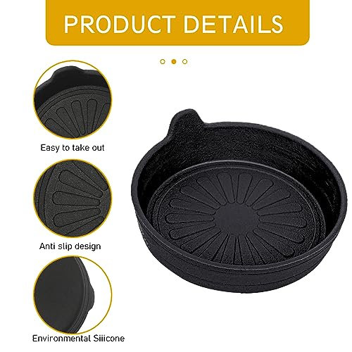 ZKFAR 4 PCS TPE Car Cup Holder Coasters, Universal Non-Slip Recessed Cup Holder for Car, Car Waterproof Sift-Proof Spill Cup Holder, Car Interior Accessories (Black #Flower) - Thumbnail 3