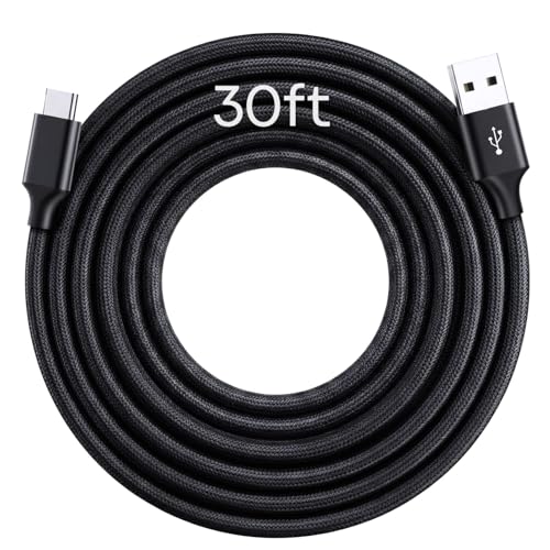 30 Ft USB A to USB C Cable, [Charge Only/No Data] 60W Nylon Braided USB to USBC Charger Cord, Extra Long USB to USB C Cable for iPhone Series, iPad, Samsung Galaxy, Tablets, Laptops and More