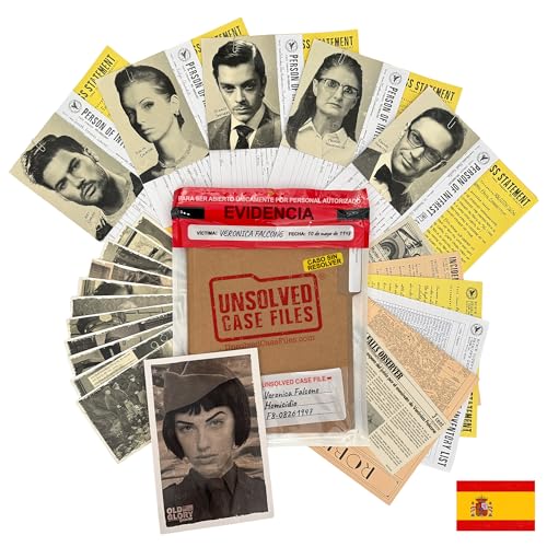 Unsolved Case Files – Juego de Misterio “Cold Case” en Español - ¿Quién asesinó a Verónica Falcone? - Juego de Detectives con Documentos, Pistas y Acertijos - para Adultos y Jóvenes