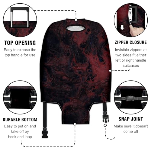 Travel Luggage Cover Suitcase Protector Scratch-Resistant Fit Not Included Suitcase Black & Red Abstract Fluid L-26-28in3
