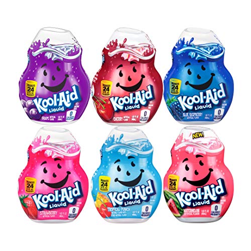 Kool-Aid Liquid Drink Mix Variety Pack, 1 Cherry, 1 Grape, 1 Tropical Punch, 1 Strawberry, 1 Blue Raspberry, 1 Watermelon, 6 CT