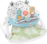 Fisher-Price Portable Baby Chair Deluxe Sit-Me-Up Floor Seat with Feeding Tray & Activity Toy Bar, Snow Leopard