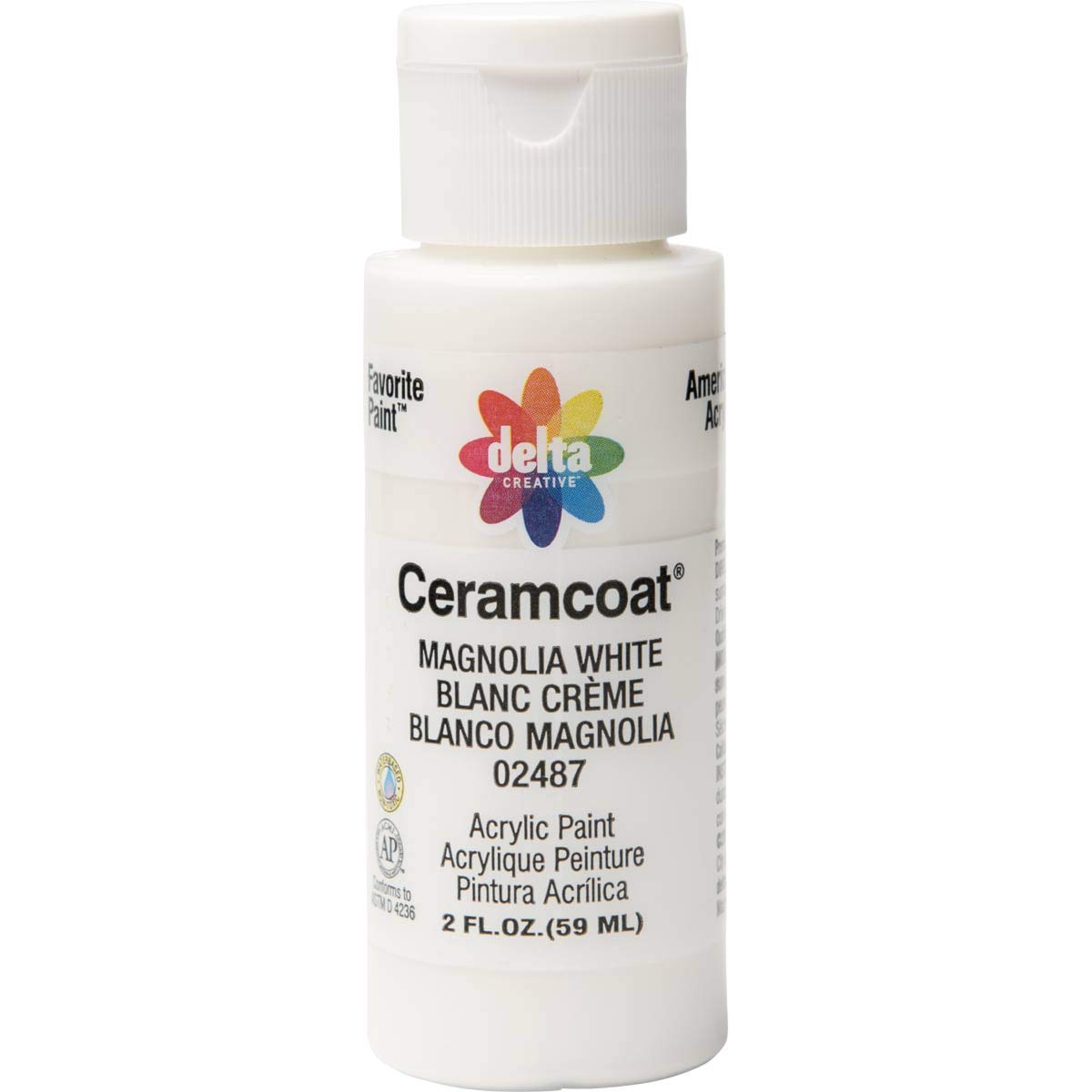 Delta Creative Ceramcoat Acrylic Paint in Assorted Colors (2 Ounce), 02487 Magnolia White