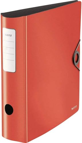 Leitz Quality Folder 180° Active Solid, A4, Wide, Rounded Spine, 8.2 cm Wide, Elastic Closure, Lightweight Polyfoam, Plastic Folder, WOW Series, Red, 10471020