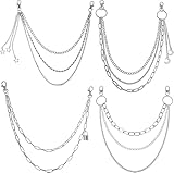 TenaLucy 4 Stück Hosenkette Herren Silber, Gothic Schmuck Hip Hop Punk Goth, Kette Silber Wallet Chain Schlüsselanhänger, Hip-Hop Edelstahl Kette Männer Jeans Gothic Herren Frauen für alle Hosenarten
