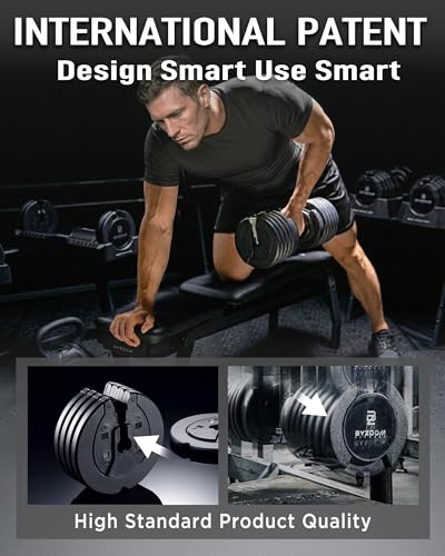 Image of BYZOOM FITNESS Pure Series Adjustable Dumbbell - 12.5 /25 /27.5 /50 /55 /75lb - ONE UNIT OR PAIR(check QTY before purchase) - 5-in-1 / 10-in-1 / 15-in-1 / 21-in-1 Flexible Hand Weights for Home Apartment Garage Gym, Strength Training & Fitness Workouts, White OR Black