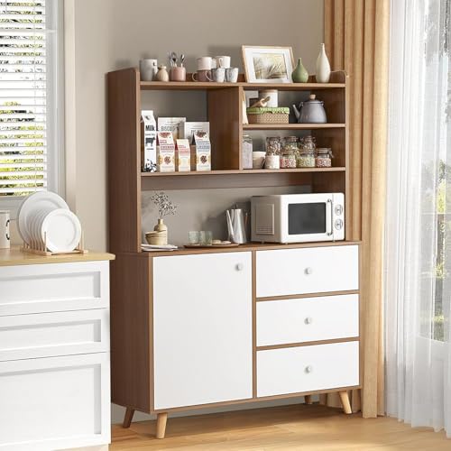 El Mejor Listado de Alacena Flotante Top 5. 47 CHAGEE Alacenas para Cocina Alacenas para Despensa Soporte de 5 Niveles con 3 cajón con gabinete de Puerta abatible Corredor Moderno alacena Muebles para Sala de Estar Comedor...