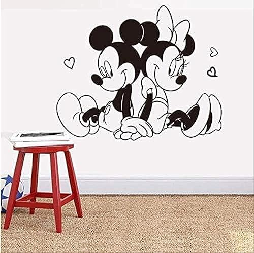 YANDAOFANG Autocollant Mural en Vinyle Mickey Mouse Minnie Mouse pour Chambre d'enfants Salon...