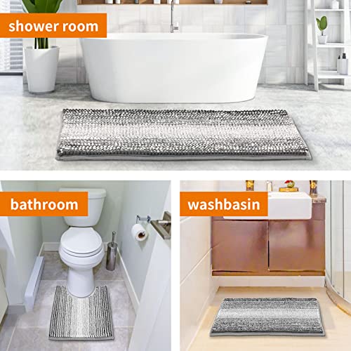 Venuso Badezimmerteppich rutschfest Waschbar Badematte, Chenille badematte rutschfest, Badvorleger für Dusche,Badewanne… – Bild 3
