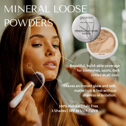 Rd Alchemy - Medium - 100% Natural & Organic Mineral Loose Powder - Best Lightweight Concealer Or Foundation With Buildable Coverage For A Flawless, Natural Look. | Talc, Bismuth And Oil Free - Spf 40 #TOP1