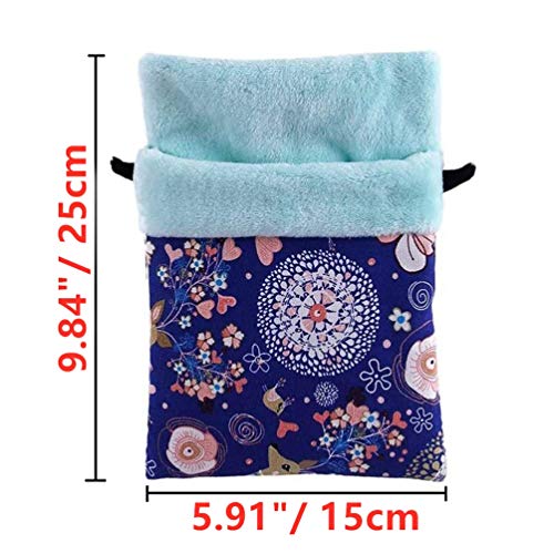 Image of Litewoo Sugar Glider Sleeping Pouch Bag Hanging Nest for Small Pet, M, Blue | High-density canvas exterior, soft wool interior, machine washable bag for small animals /squirrels /marmosets /rats /hamsters