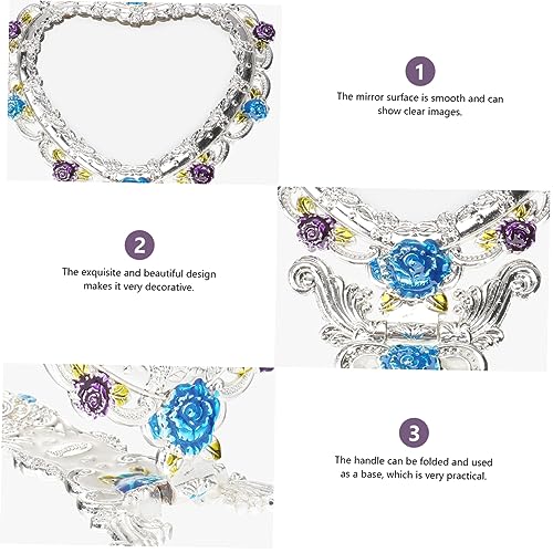 Espejo para Maquillaje de Mano en Forma de Corazón Plata miniatura 3