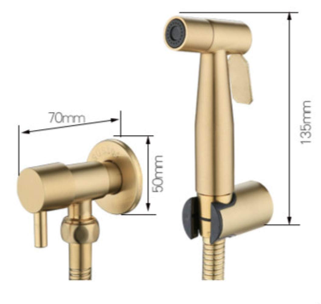 Kit doccetta Bidet Portatile in Acciaio Inox Spazzolato Color Oro Antico con soffione Doccia a Getto Nero Opaco per Un Bagno Elegante e rinnovato.