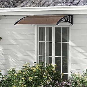 Tangkula 2 Pack 40" x 48" Window Awning, Modern Polycarbonate Overhead Door Awning with Hollow Sheet for Rain Snow Sunlight Protection, UPF 50+ Awnings for Patio, Door, Deck, Porch Tangkula 2 Pack 40 x 48 Window Awning Modern Polycarbonate Overhead Door Awning with Hollow Sheet for Rain Snow Sunlight Protection UPF 50 Awnings for Patio Door Deck Porch