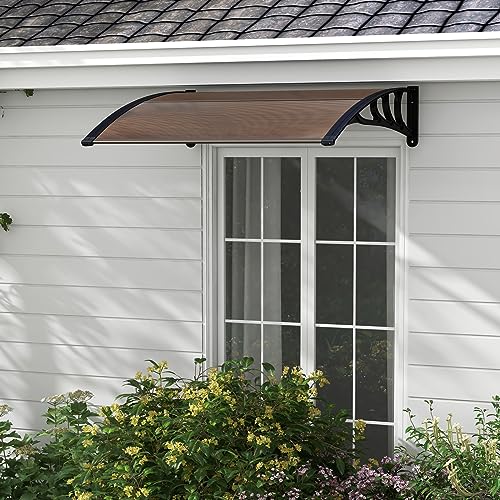 Tangkula-2-Pack-40-x-48-Window-Awning-Modern-Polycarbonate-Overhead-Door-Awning-with-Hollow-Sheet-for-Rain-Snow-Sunlight-Protection-UPF-50-Awnings-for-Patio-Door-Deck-Porch Tangkula 2 Pack 40 x 48 Window Awning Modern Polycarbonate Overhead Door Awning with Hollow Sheet for Rain Snow Sunlight Protection UPF 50 Awnings for Patio Door Deck Porch