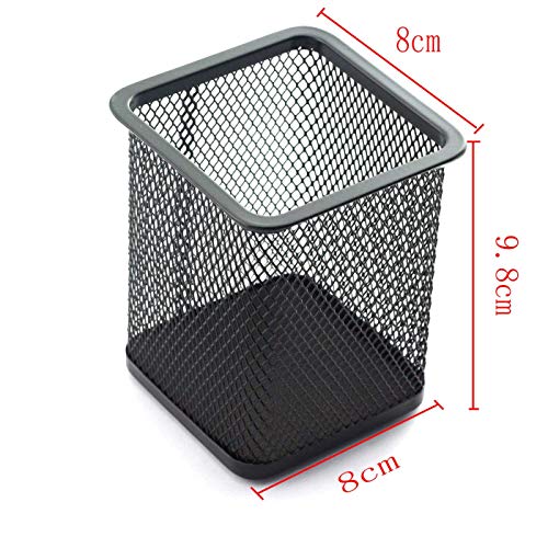 Taodan Black Pen Holder Desktop Organizer Student Stationery Office Supplies Square Shape Hollow Out Metal Mesh Pencil Container #TOP4