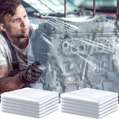 Datanly 10 Pcs Engine Storage Bags Bulk Plastic Clear Engine Bag Covers Waterproof for Engine Protection, 39.4 x 47.2 Inch