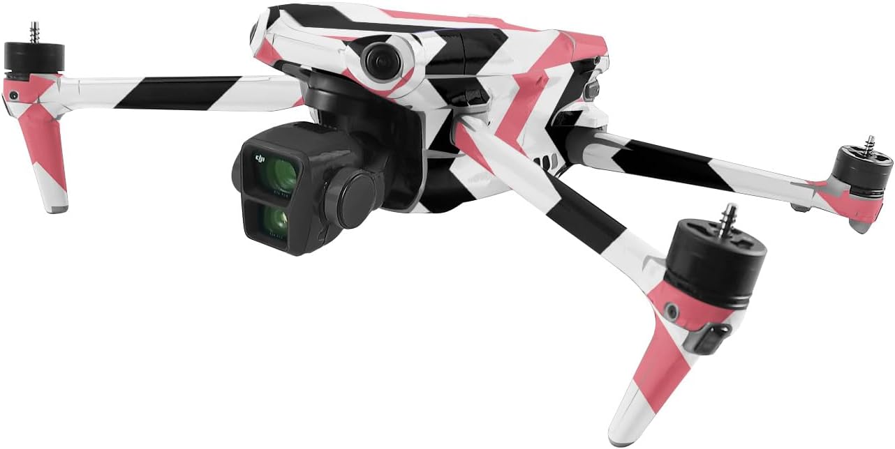MightySkins Skin Compatible with DJI Air 3 - Black Pink Chevron | Protective, Durable, and Unique Vinyl Decal wrap Cover | Easy to Apply