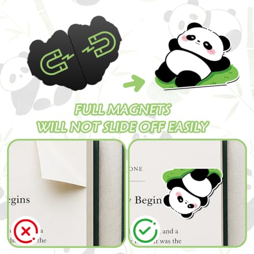 Zaamwoyy 10 Pcs Panda Magnetic Bookmarks, Magnet Page Clips with Backing Cards, Cute Animal Book Markers for Reading Lovers, Office School Stationery Accessories Gifts for Women Teacher Girl Student - Image 3